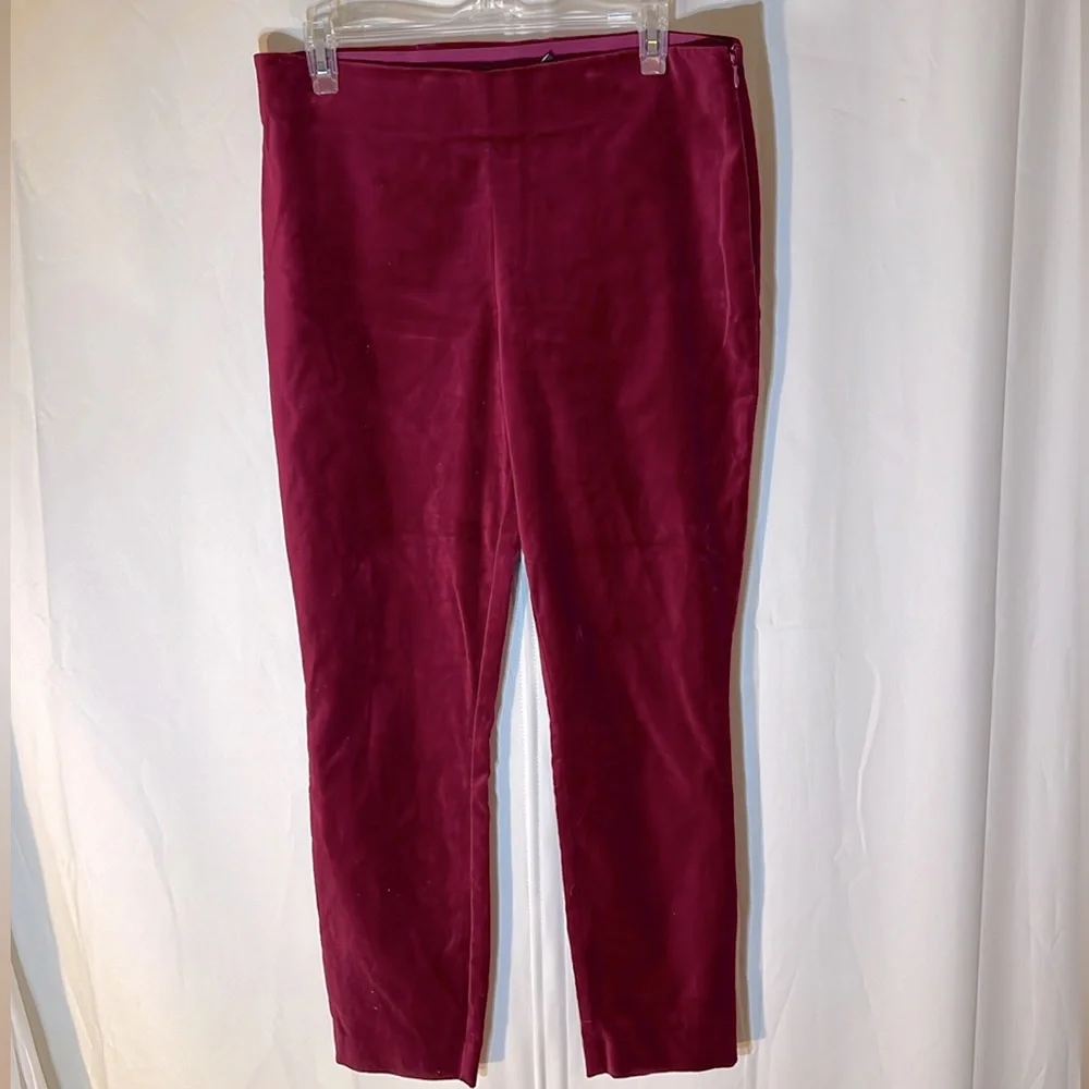 Ralph Lauren Velvet/Velour Red Crop Pants size 10 - Picture 6 of 8